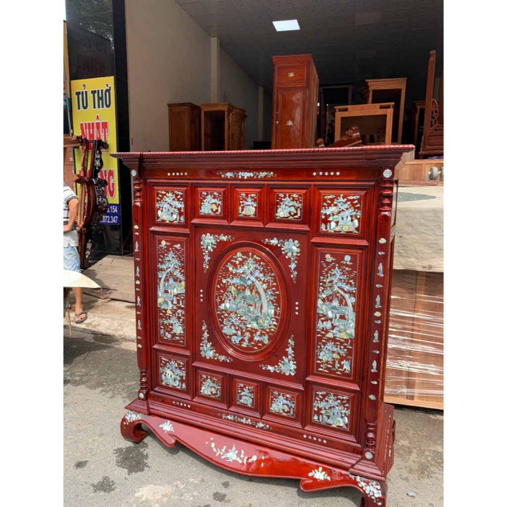 Tủ thờ căm xe mẫu Vip cẩn đá ngang 1m33-1m53 nhiều màu  32RSGB