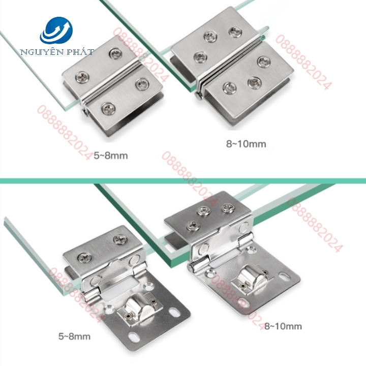 BẢN LỀ KẸP KÍNH INOX 304 CHỐT BI - BẢN LỀ KÍNH XOAY MỞ GÓC 180 ĐỘ ( 1 CHIẾC )