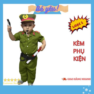 [BÉ YÊU]Bộ quần áo cong an trẻ em, bộ hóa trang màu xanh đầy đủ phụ kiện