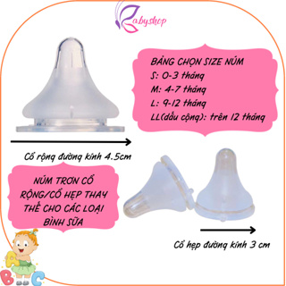 Núm ti cổ rộng/cổ hẹp thay thế cho bình pigeon, Toom, Lansinoh, kichi, GB , Babuu