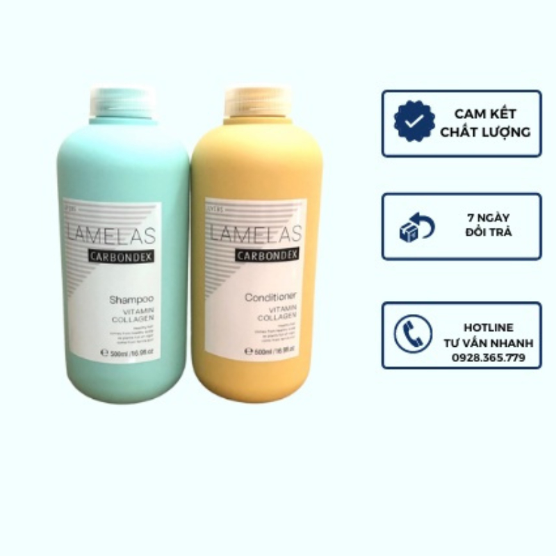 Cặp Dầu Gội Xả Lamelas Carbondex 500ml - Phục Hồi Tóc Khô Xơ, Hư Tổn, Giảm Gãy Rụng. AI Store