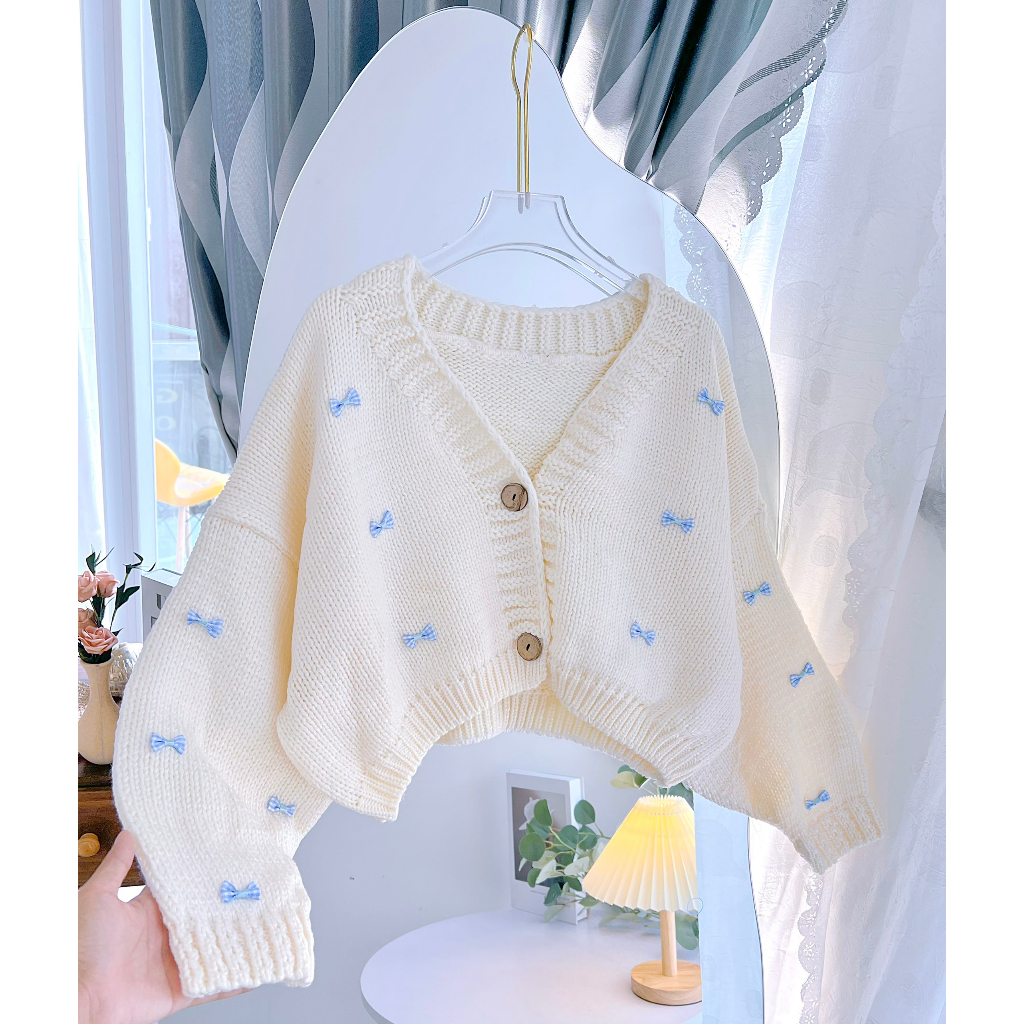 Áo len cardigan croptop dưa hấu,dâu,hoa