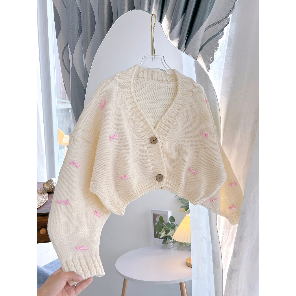 Áo len cardigan croptop dưa hấu,dâu,hoa