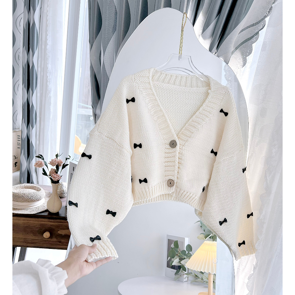 Áo len cardigan croptop dưa hấu,dâu,hoa