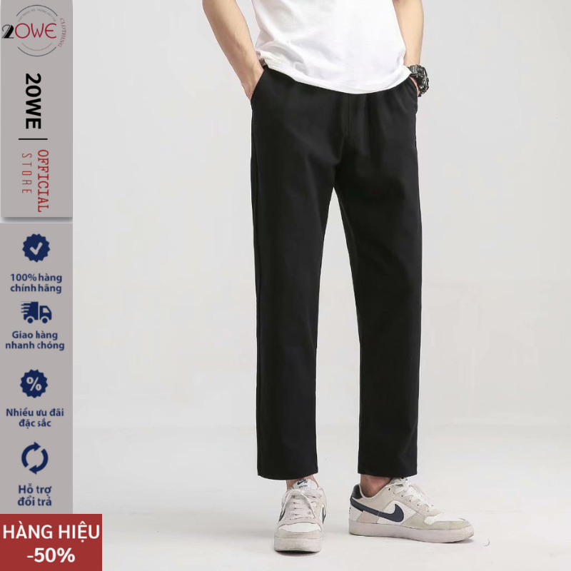 Quần kaki nam baggy ống suông rộng unisex 20We, quần baggy nam nữ ống xuông mầu đen và be phong cách Hàn Quốc 2023