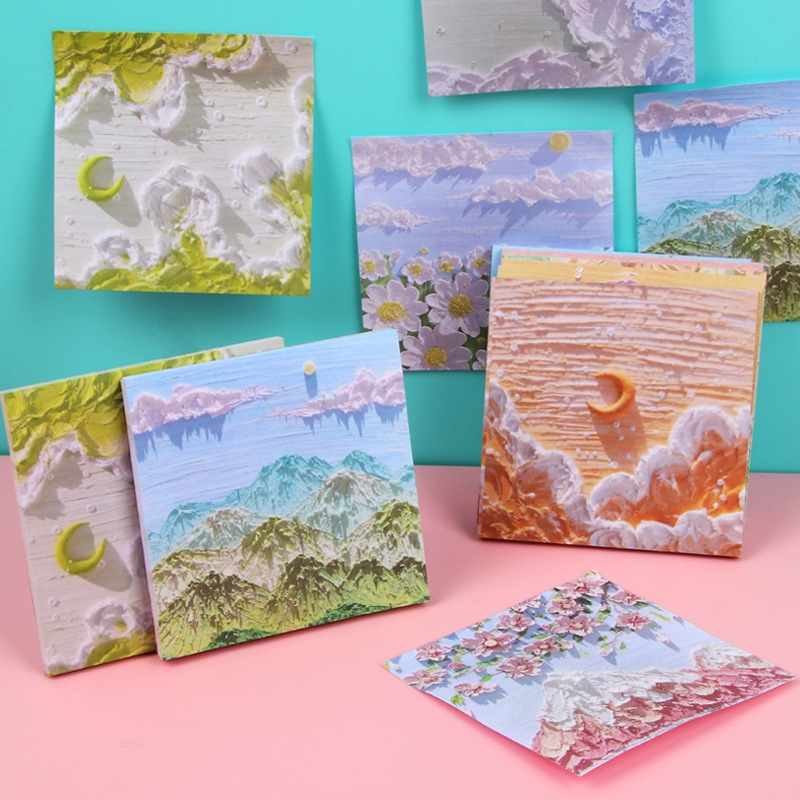 Set 30 Trang Giấy Ghi Chú Họa Tiết Tranh Hoa Giấy Note Tiện Lợi Văn Phòng Phẩm, Bàn Học Cá Nhân