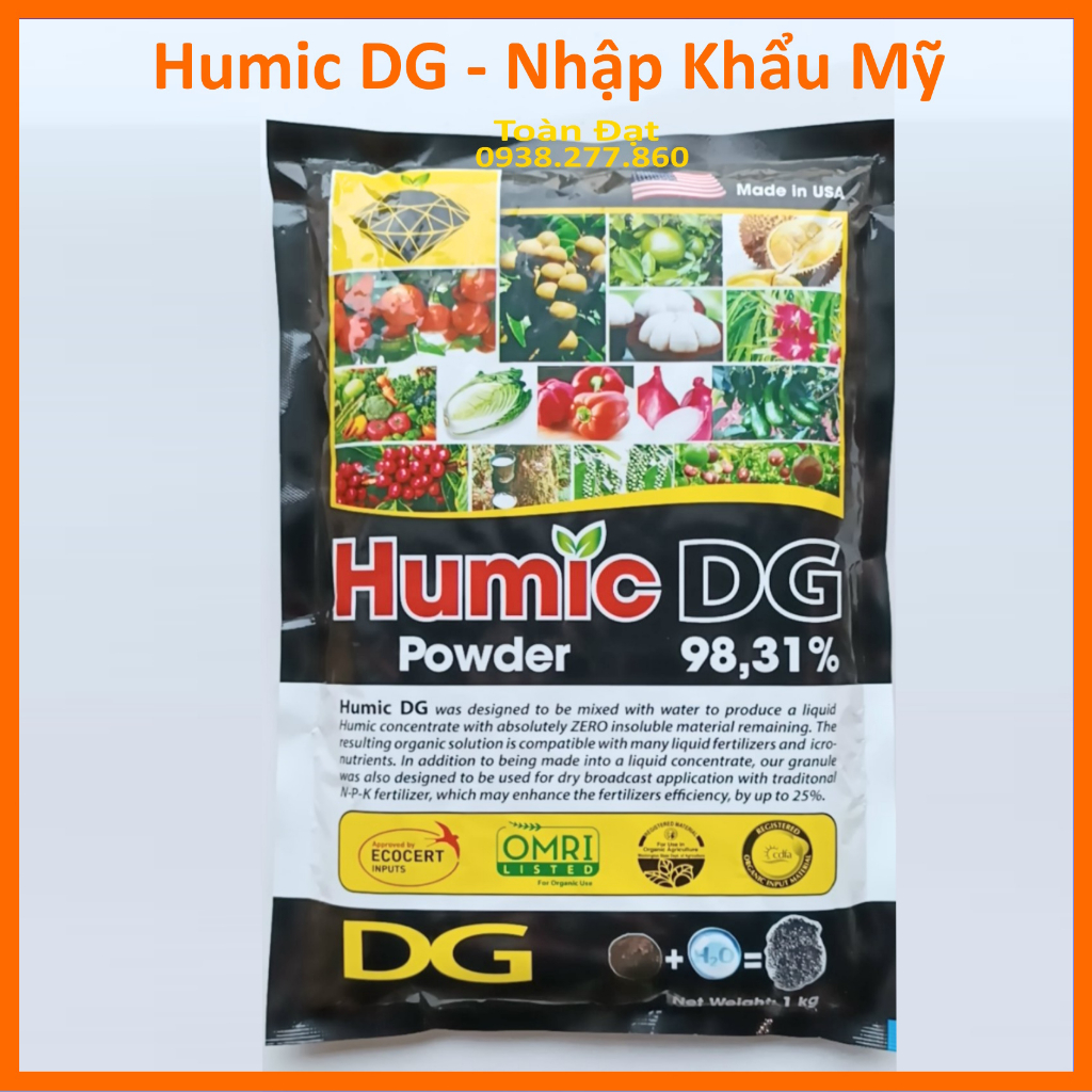 Super Humic Mỹ chính hiệu túi 1kg (dạng vảy), Phân bón axit humic USA giúp ra rễ cải tạo đất trồng, xanh cây mướt lá