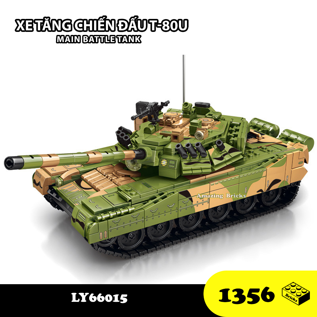 Đồ chơi Lắp ráp Xe Tăng chiến đấu T-80, LY66015 Main battle tank, Xếp hình thông minh, mô hình xe tăng [1356 mảnh]
