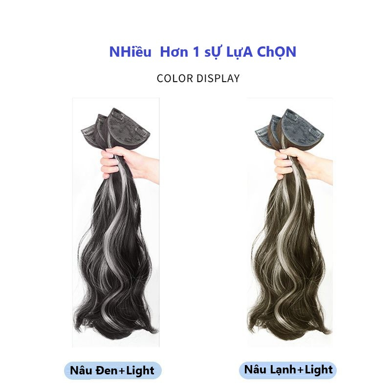 Tóc Giả Kẹp Xoăn LIGHT Sét 3 Dải Kẹp Xoăn Light Xám Khói Phong Cách Cá Tính