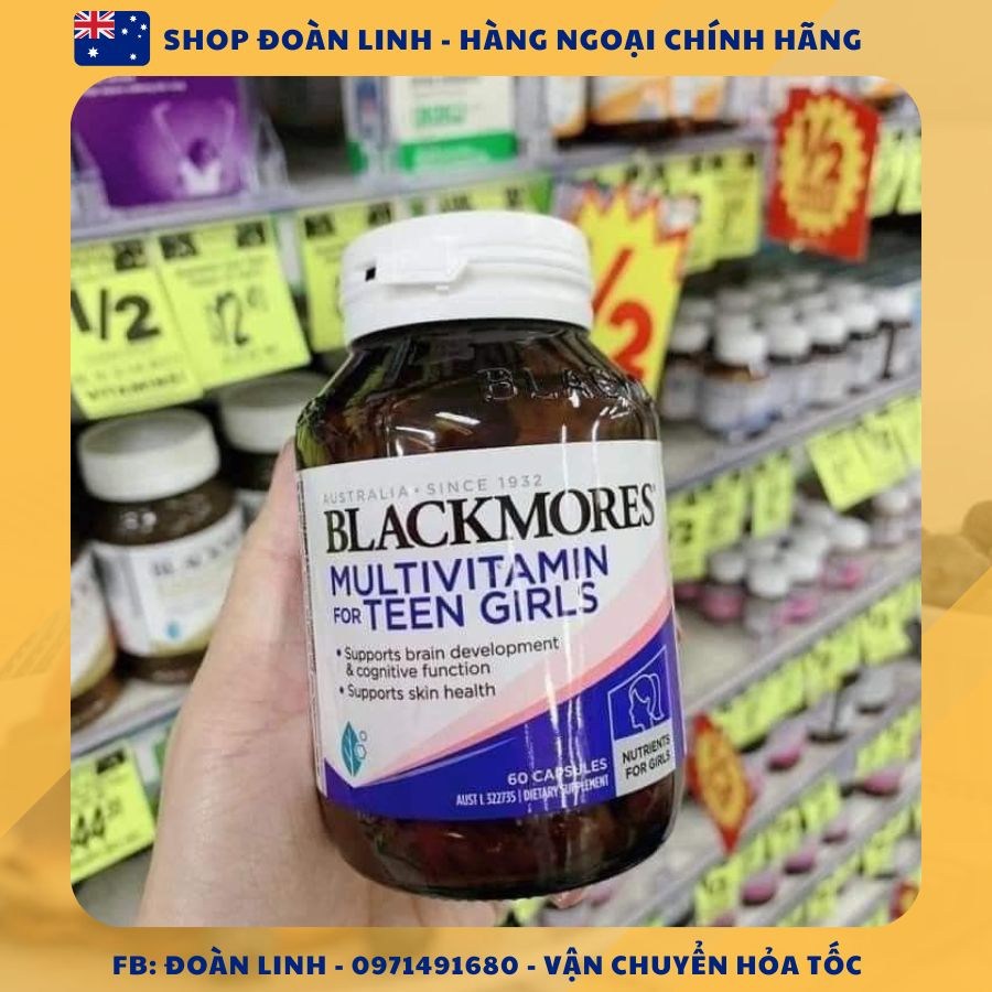 Vitamin tổng hợp cho bé gái Blackmores Multivitamin For Teen Girls, Hàng chuẩn Úc,phát triển trí não và cơ thể khỏe mạnh