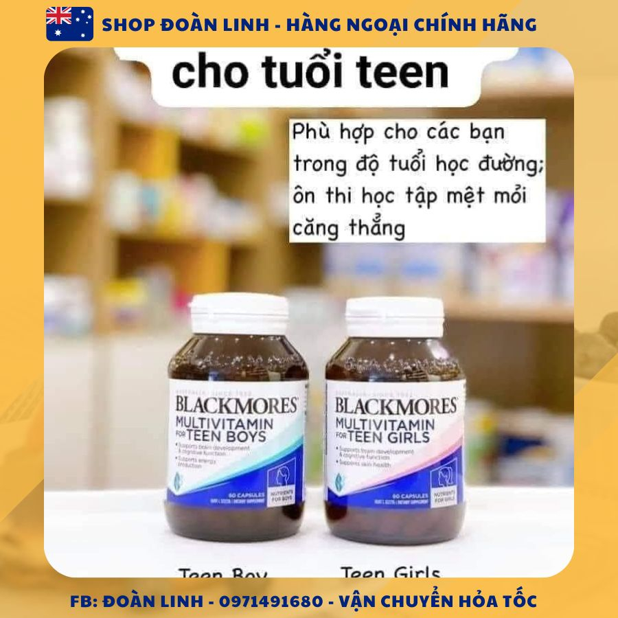 Vitamin tổng hợp cho bé gái Blackmores Multivitamin For Teen Girls, Hàng chuẩn Úc,phát triển trí não và cơ thể khỏe mạnh
