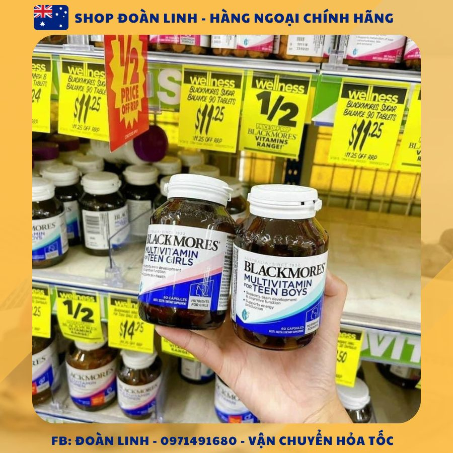 Vitamin tổng hợp cho bé gái Blackmores Multivitamin For Teen Girls, Hàng chuẩn Úc,phát triển trí não và cơ thể khỏe mạnh