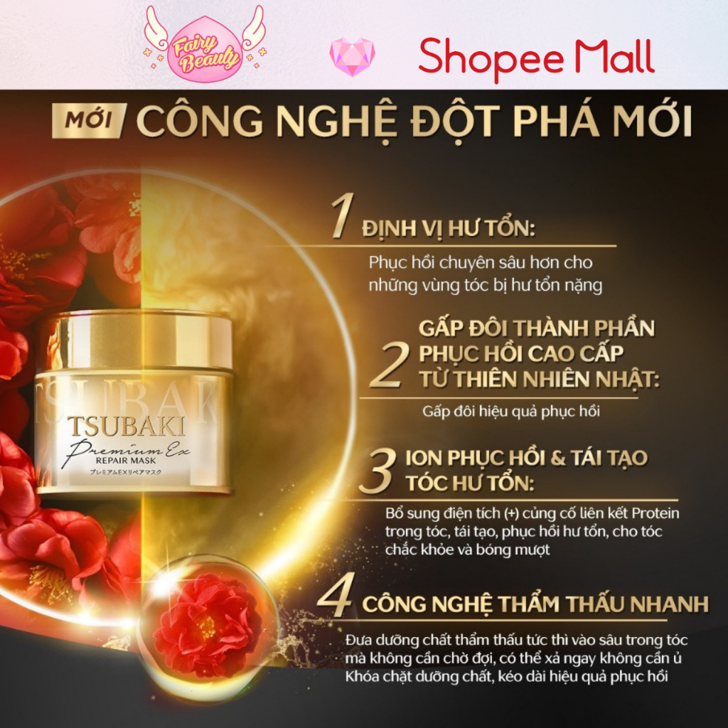 [TSUBAKI ] Mặt Nạ Ủ Tóc Cao Cấp Giúp Phát Triển Chắc Khỏe, Dưỡng Ẩm Và Phục Hồi Hư Tổn Chuyên Sâu 180g