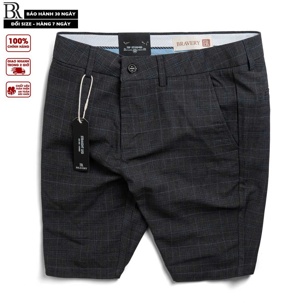 Quần short nam Caro BR Vải viscose mềm thoáng mát, co giãn, chống nhăn, bền màu, sang trọng - Bravery