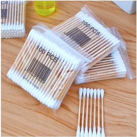 Bông Ngoáy Tai Bông Ráy Tai Thân Gỗ, Tăm Bông Thân Thiện Với Môi Trường Bịch 100 Cái