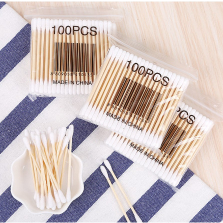 Bông Ngoáy Tai Bông Ráy Tai Thân Gỗ, Tăm Bông Thân Thiện Với Môi Trường Bịch 100 Cái