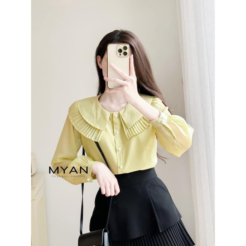 Áo sơ mi cổ xếp li 2 tầng thiết kế 3M cho nữ