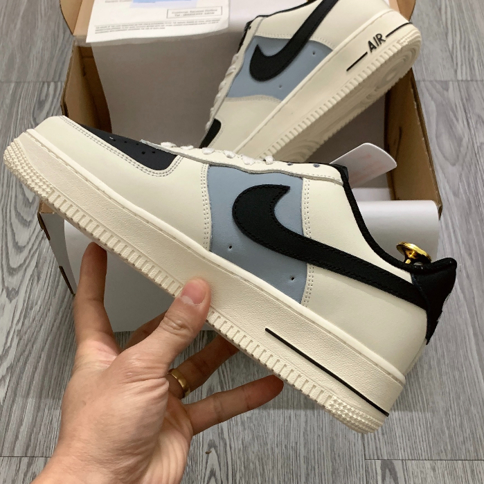 Giày_Nike Air Force 1 Mũi Đen, Giày AF1 Cream And Black Đế Air Bản Chuẩn S.C, Đủ Size Nam Nữ Full Box Bill