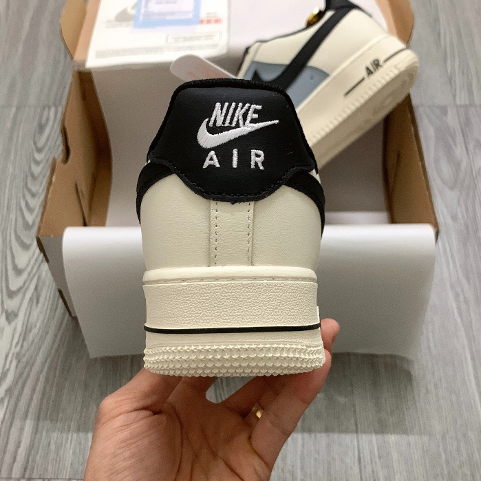 Giày_Nike Air Force 1 Mũi Đen, Giày AF1 Cream And Black Đế Air Bản Chuẩn S.C, Đủ Size Nam Nữ Full Box Bill