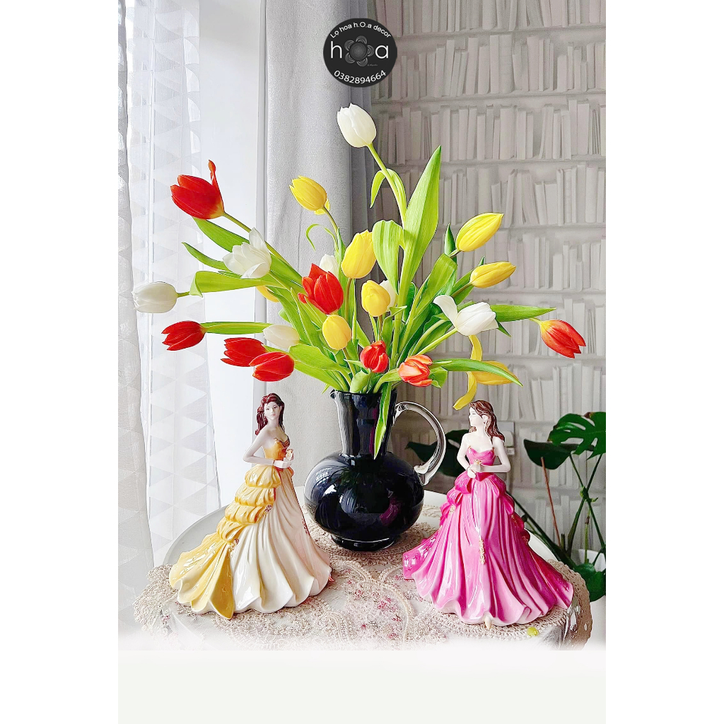 Lọ hoa thủy tinh cao cấp, dáng bình quai sữa tông đen ấn tượng(có ảnh chụp thật) Lọ hoa h.O.a Decor