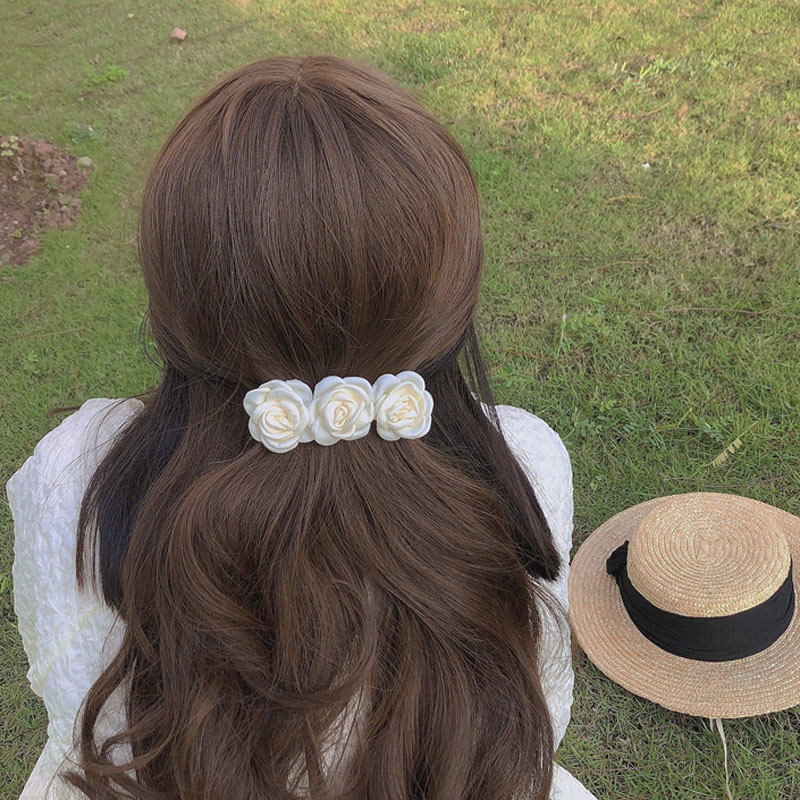 Kẹp tóc nữ hình hoa trà camellia điệu đà, kẹp tóc hoa vải phong cách Hàn Quốc, kẹp búi tóc by.Lisa