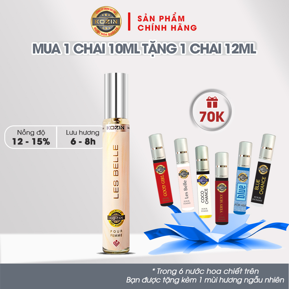 Tinh dầu Nước hoa Nữ KOZIN LES BELLE thơm lâu 6-8 tiếng - Hương Thơm Nhẹ Nhàng, Tinh Tế, Sang Trọng - dung tích 10ml