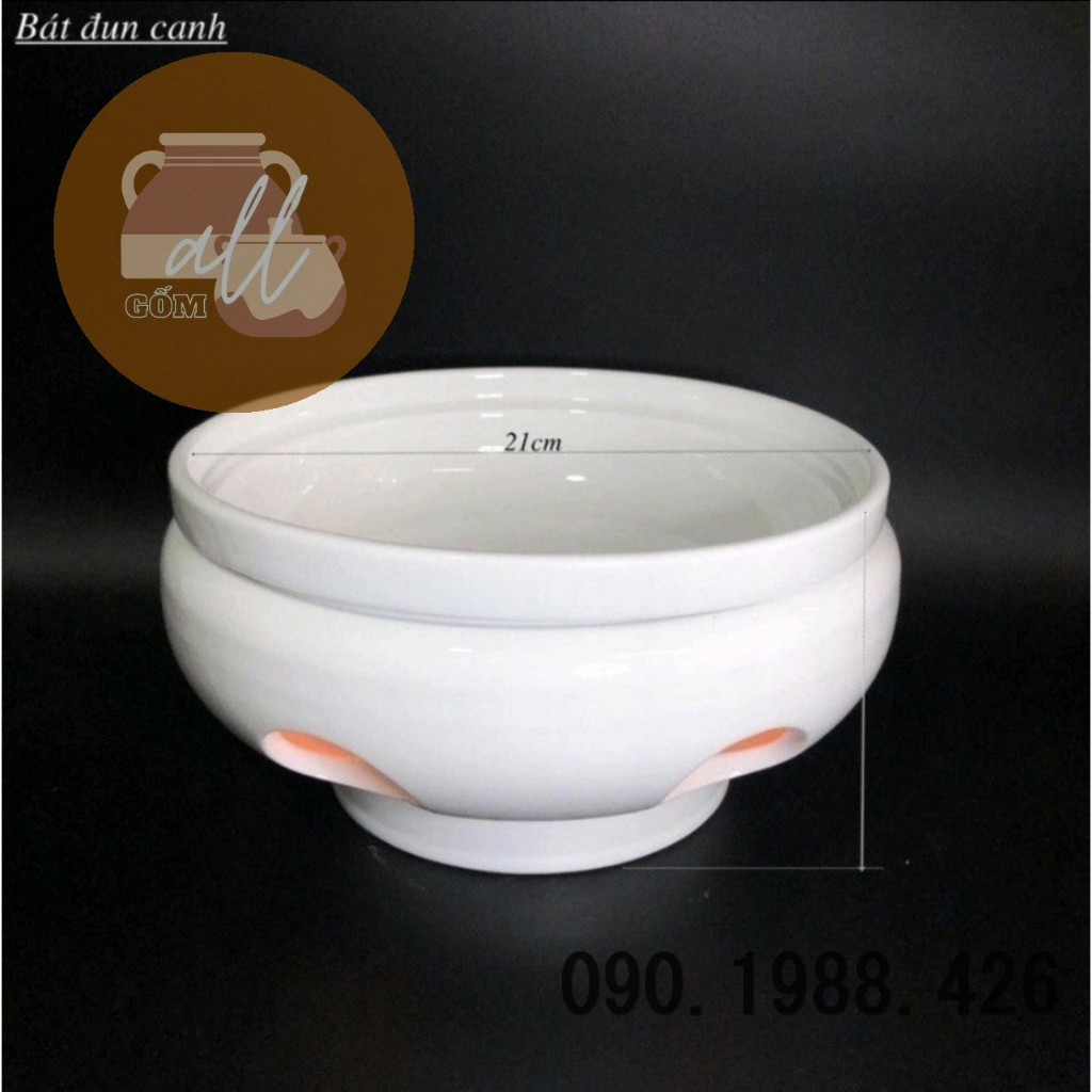 Bát sứ hâm nóng thức ăn bằng nến, cồn gốm sứ Bát Tràng hàng loại đẹp đường kính 14cm,19cm,21cm,24cm