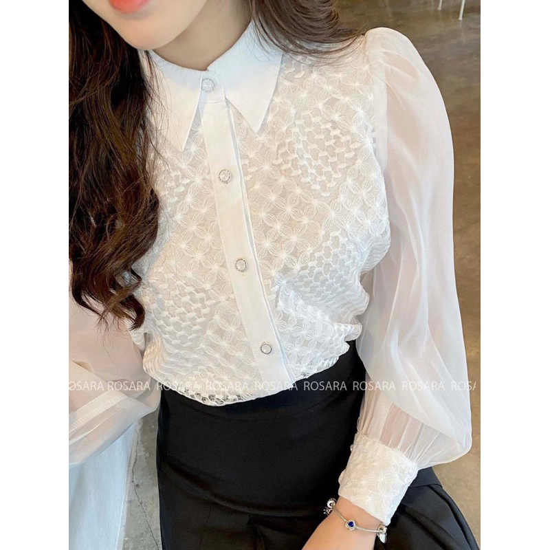 áo sơ mi tơ hoa 2 lớp thiết kế cao cấp