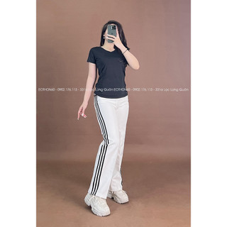Áo cổ tim anling , quần suông das 3 sọc [hình thật shop chụp] Eothon60