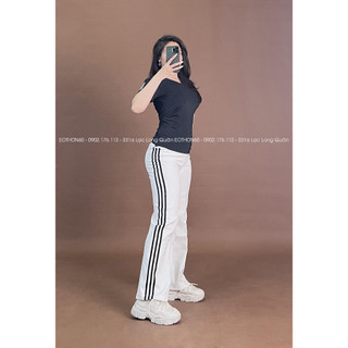 Áo cổ tim anling , quần suông das 3 sọc [hình thật shop chụp] Eothon60