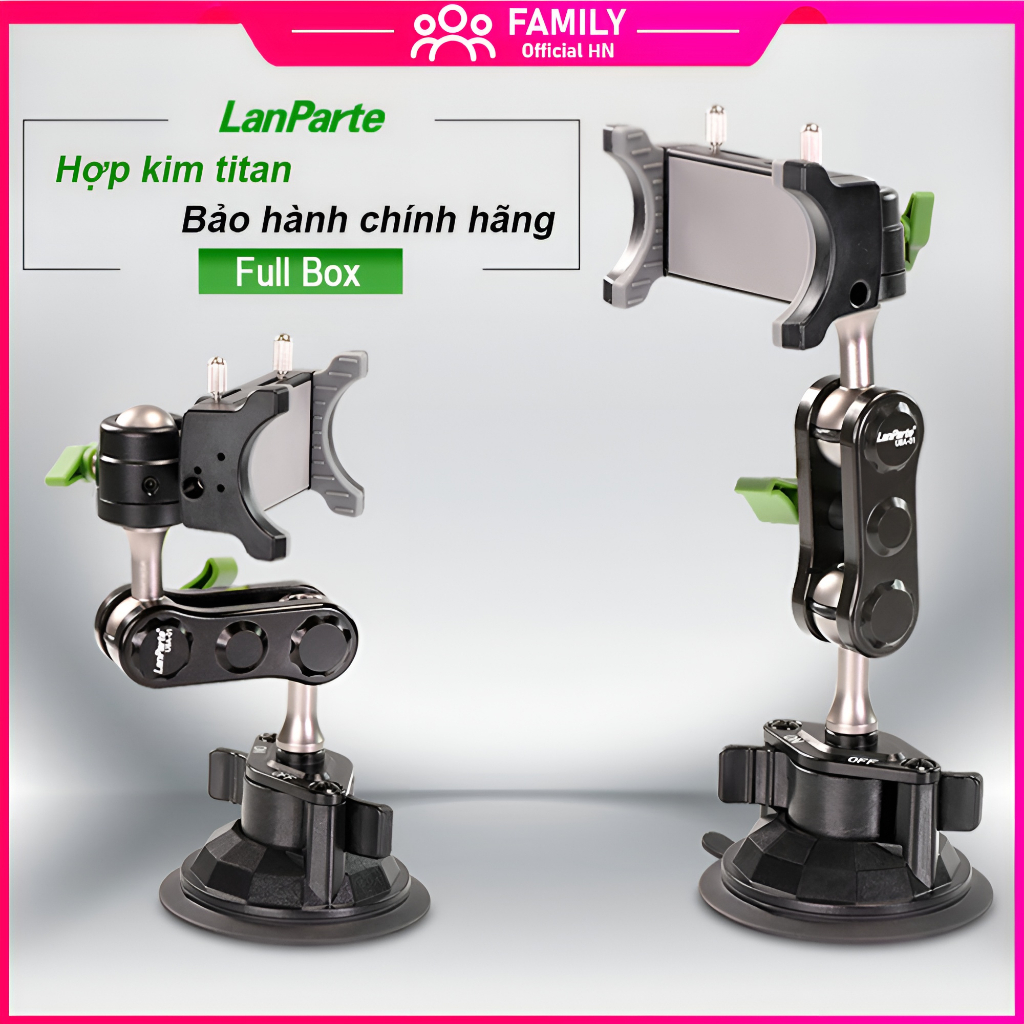 Giá Đỡ Điện Thoại Titan Lanparte Cửa Kính Xe Hơi, Kẹp Điện Thoại Xoay 360 Ô Tô Thiết Kế Cao Cấp Chính Hãng