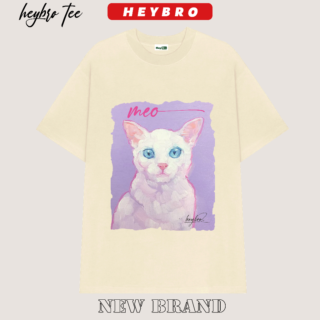 Áo thun nam nữ local brand HEYBRO, Phông tee basic tay lỡ form rộng / MEOW