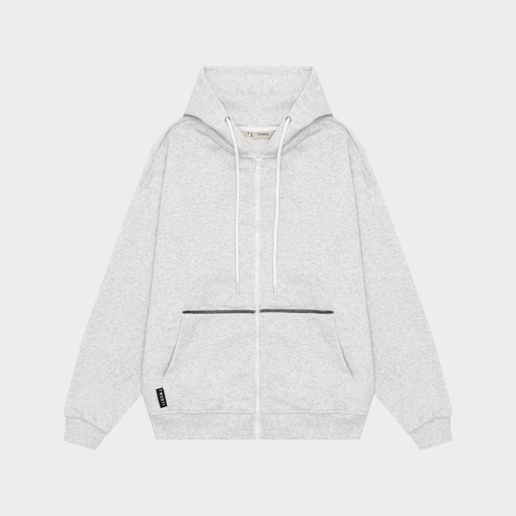 Áo Hoodie Zip TWENTI V2 Nỉ Chân Cua Thêu Logo