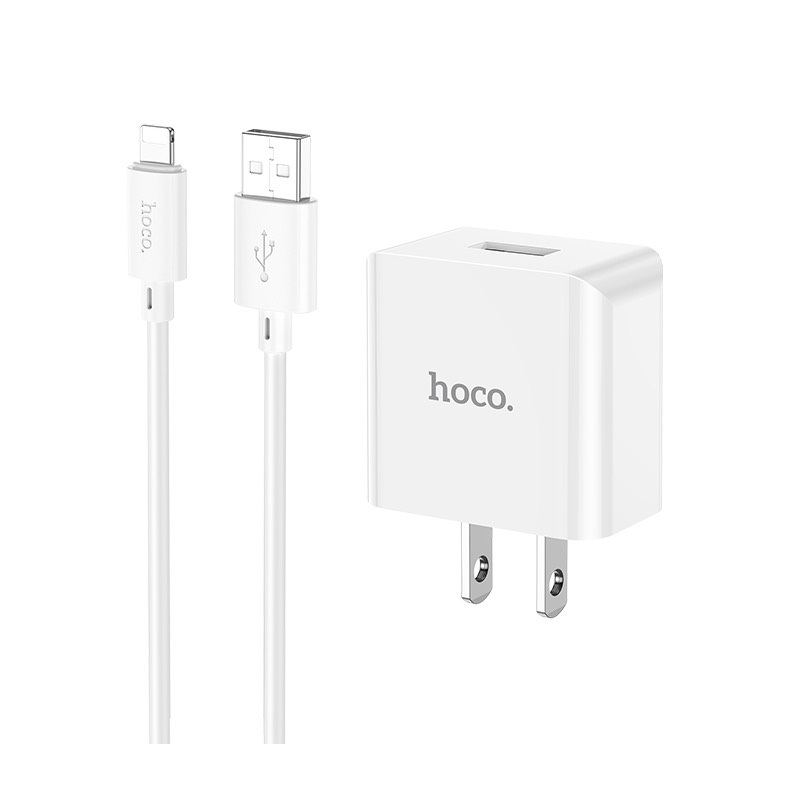 Bộ sạc nhanh 10.5W Hoco C106 chân dẹt 1 cổng USB kèm dây sạc dài 1M cho 12/13/14