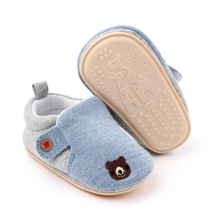 Giày cho bé lười jean gấu xanh, giày tập đi