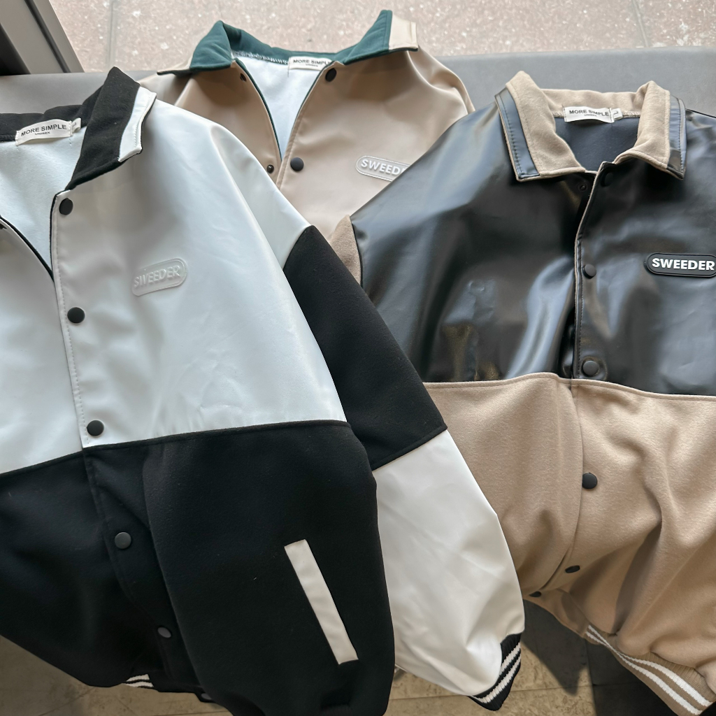 Áo Khoác Jacket Form Rộng SIMI Phối Da Phong Cách Ulzzang - Tuni Store