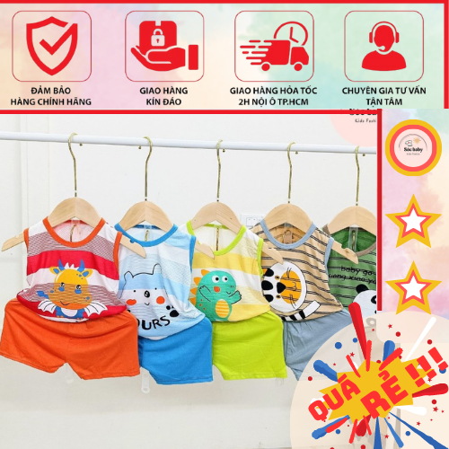 Combo 5 Bộ Ba Lỗ Kẻ Sọc Thoáng Mát cho Bé Trai, Bé Gái