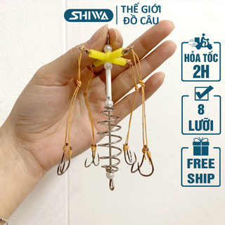 Lưỡi Câu Cá Lăng Xê Dấu Cộng 8 LƯỠI - Lưỡi Câu Cá Lăng Xê Bằng Dù, Phụ Kiện Câu Cá, Đồ Câu SHIWA