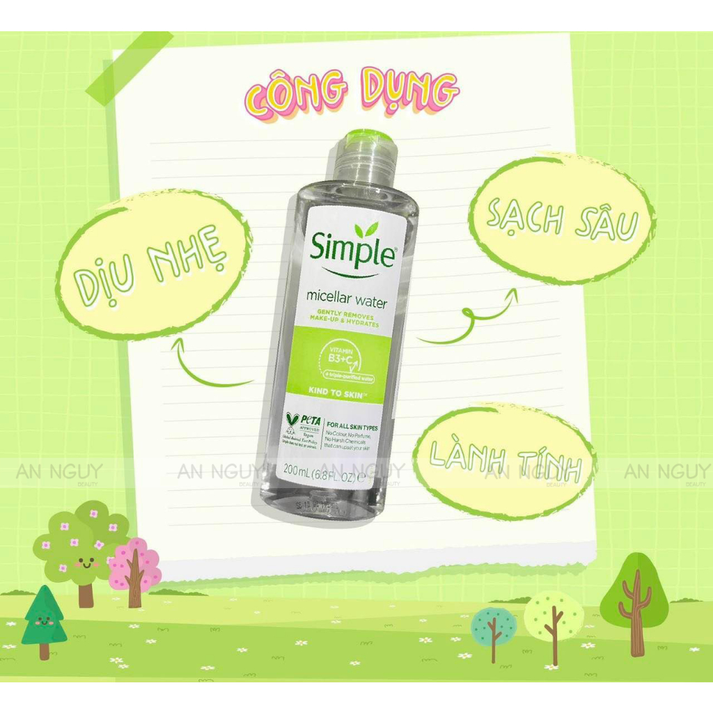 Nước Tẩy trang Simple Micellar Cleansing Water 200ml