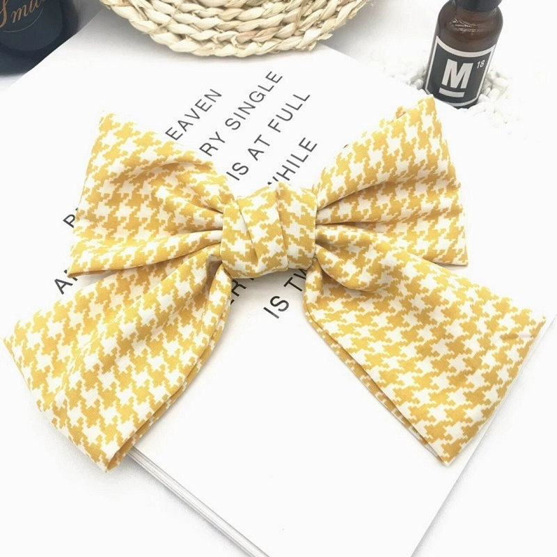Kẹp tóc phong cách Hàn Quốc hình nơ lớn đơn giản, Kẹp tóc hình nơ họa tiết kẻ ô sự lựa chọn của những cô gái sành điệu