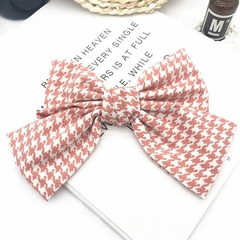 Kẹp tóc phong cách Hàn Quốc hình nơ lớn đơn giản, Kẹp tóc hình nơ họa tiết kẻ ô sự lựa chọn của những cô gái sành điệu