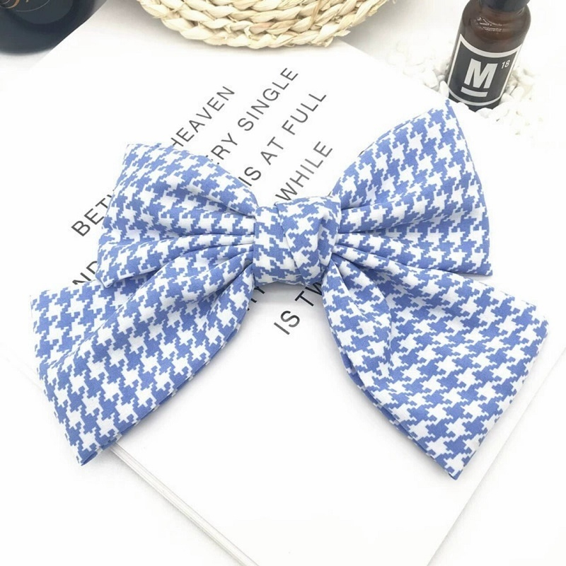 Kẹp tóc phong cách Hàn Quốc hình nơ lớn đơn giản, Kẹp tóc hình nơ họa tiết kẻ ô sự lựa chọn của những cô gái sành điệu