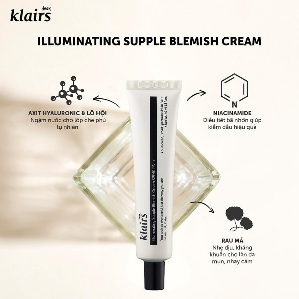 Kem nền Klairs Illuminating Supple Blemish Cream 40ml