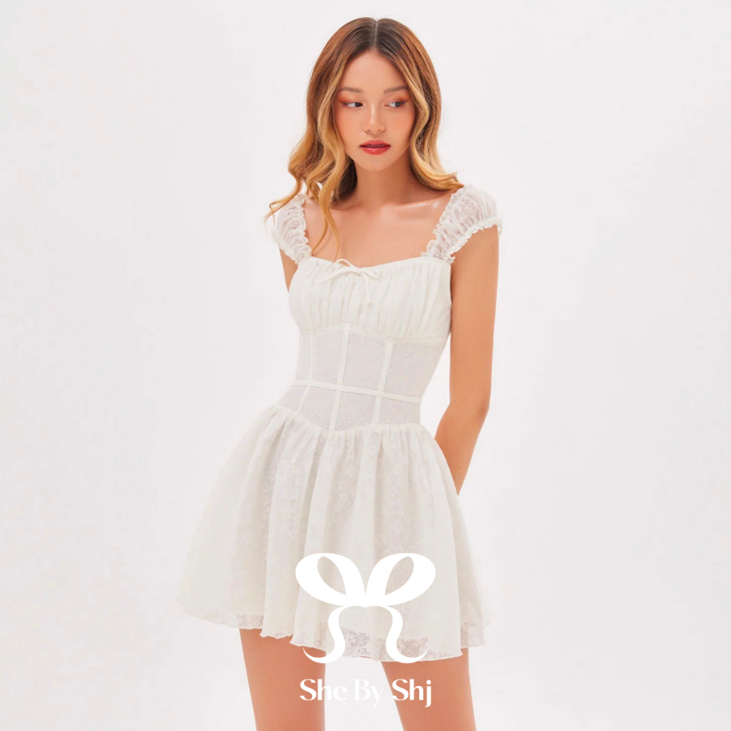 Đầm xoè SheByShj ren trắng - Alia Dress