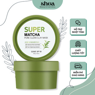 Mặt nạ đất sét trà xanh thu nhỏ lỗ chân lông some by mi super matcha pore clean clay mask 100g