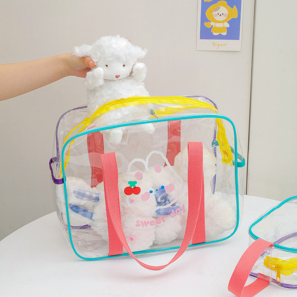 Túi Xách Nhựa PVC Trong Suốt Gấu Thỏ Dễ Thương Đi Biển Đựng Đồ Du Lịch, Make Up, Đồ Cho Mẹ Và Bé Tập Gym Picnic