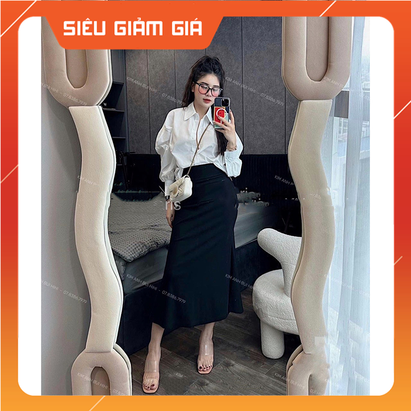 Set Váy Áo Sơ Mi Tay Bồng Mix Chân Váy Đuôi Cá Hàng Quảng Châu SB4038 - Teen888