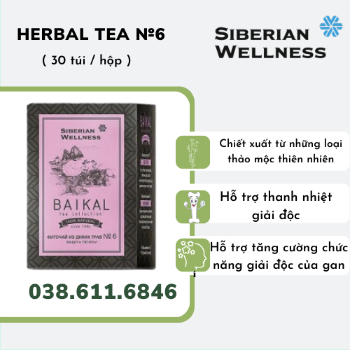 [ TRÀ GAN N6 ] - Trà thảo mộc siberian Baikal tea collection Herbal tea N6, thanh lộc, hỗ trợ chức năng gan - hộp 30 gói