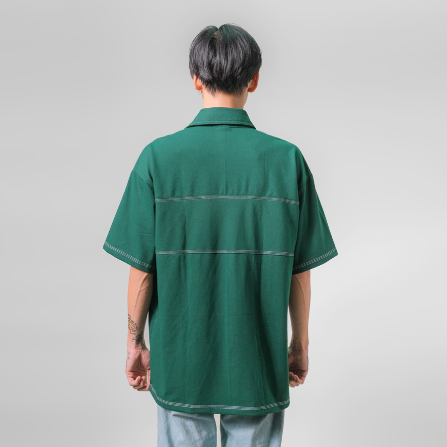 Áo Phông Polo Cổ Viền Nam Nữ Form Rộng Cá Sấu Ngắn Tay Có Túi Màu Xanh Ver3 Local Brand by Xfire Unisex POLOVER3CASGR622