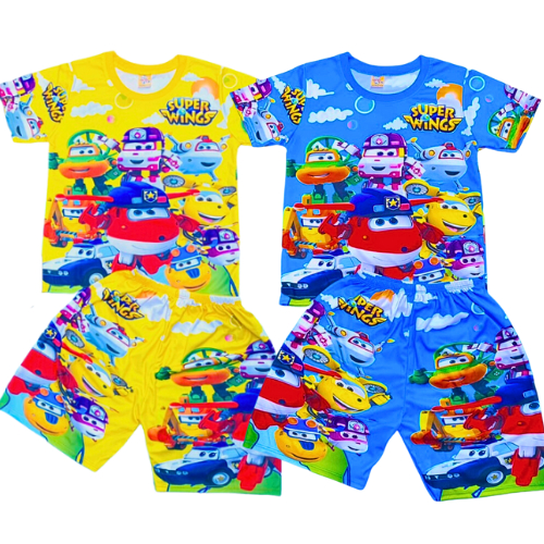 Bộ quân áo bé trai có in 3d hình ĐỘI BAY SIÊU ĐẲNG siêu dễ thương